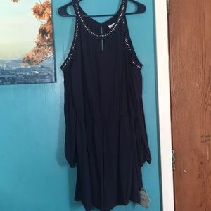 Navy blue cold shoulder romper